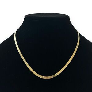18k real gold flat chain necklace